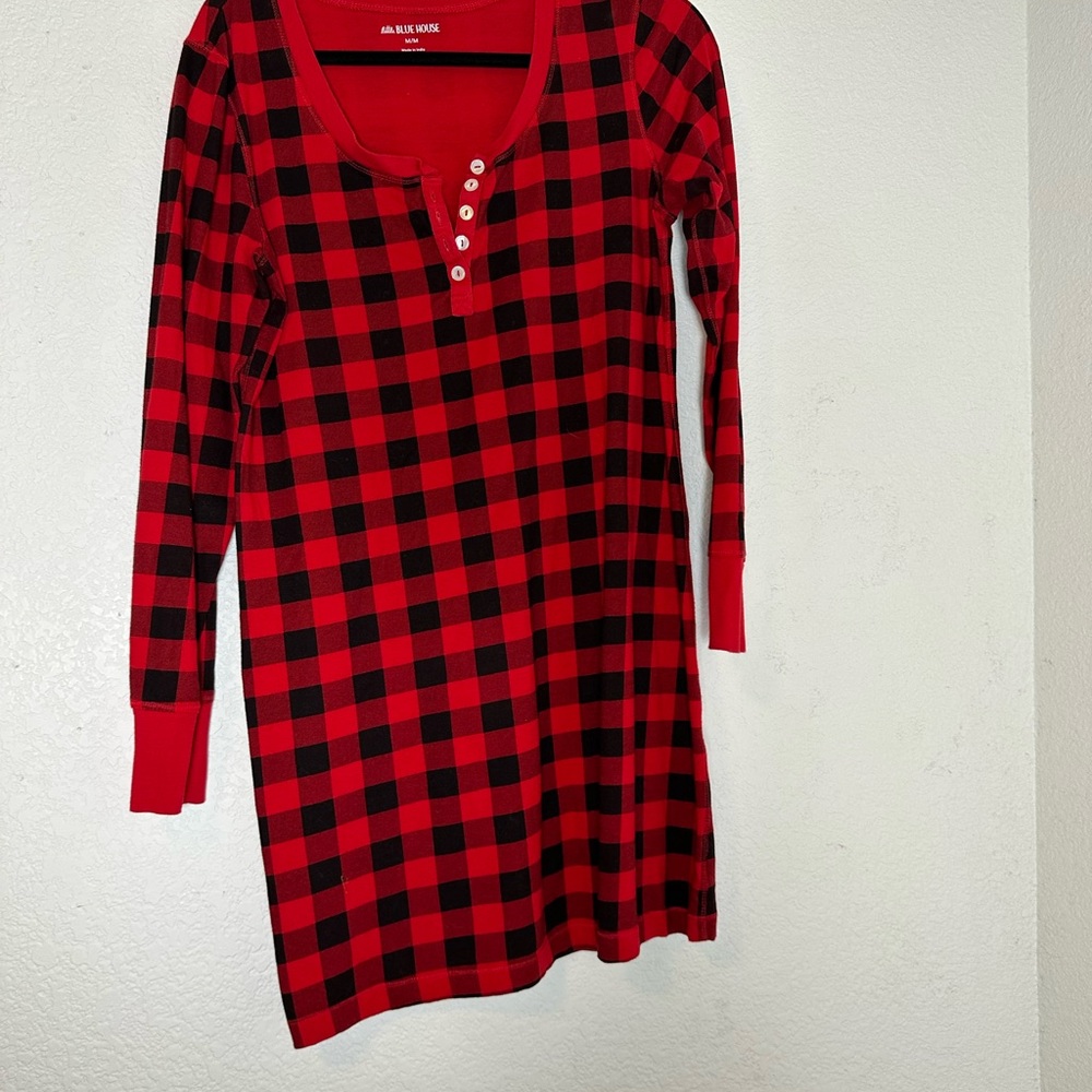 Black & Red Plaid Dress Christmas PJ Medium